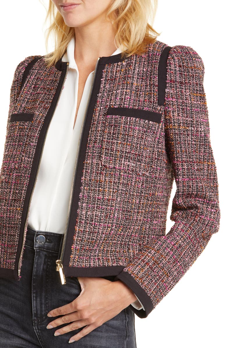Kate Spade New York puff sleeve tweed jacket, Alternate, color,