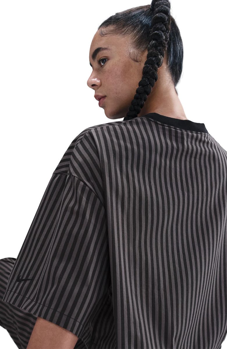 Nike Sportswear Stripe Cotton Poplin Shirt, Alternate, color, Black/ Thunder Grey/ Black