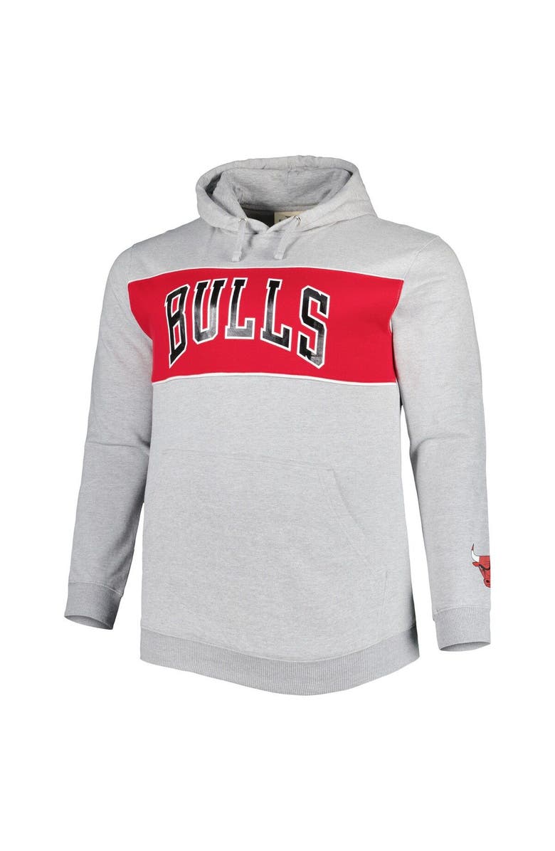 FANATICS Men's Fanatics Branded Heather Gray Chicago Bulls Big & Tall Wordmark Pullover Hoodie, Alternate, color, Heather Gray