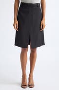 Helmut Lang Belted Wool Gabardine Midi Skirt
