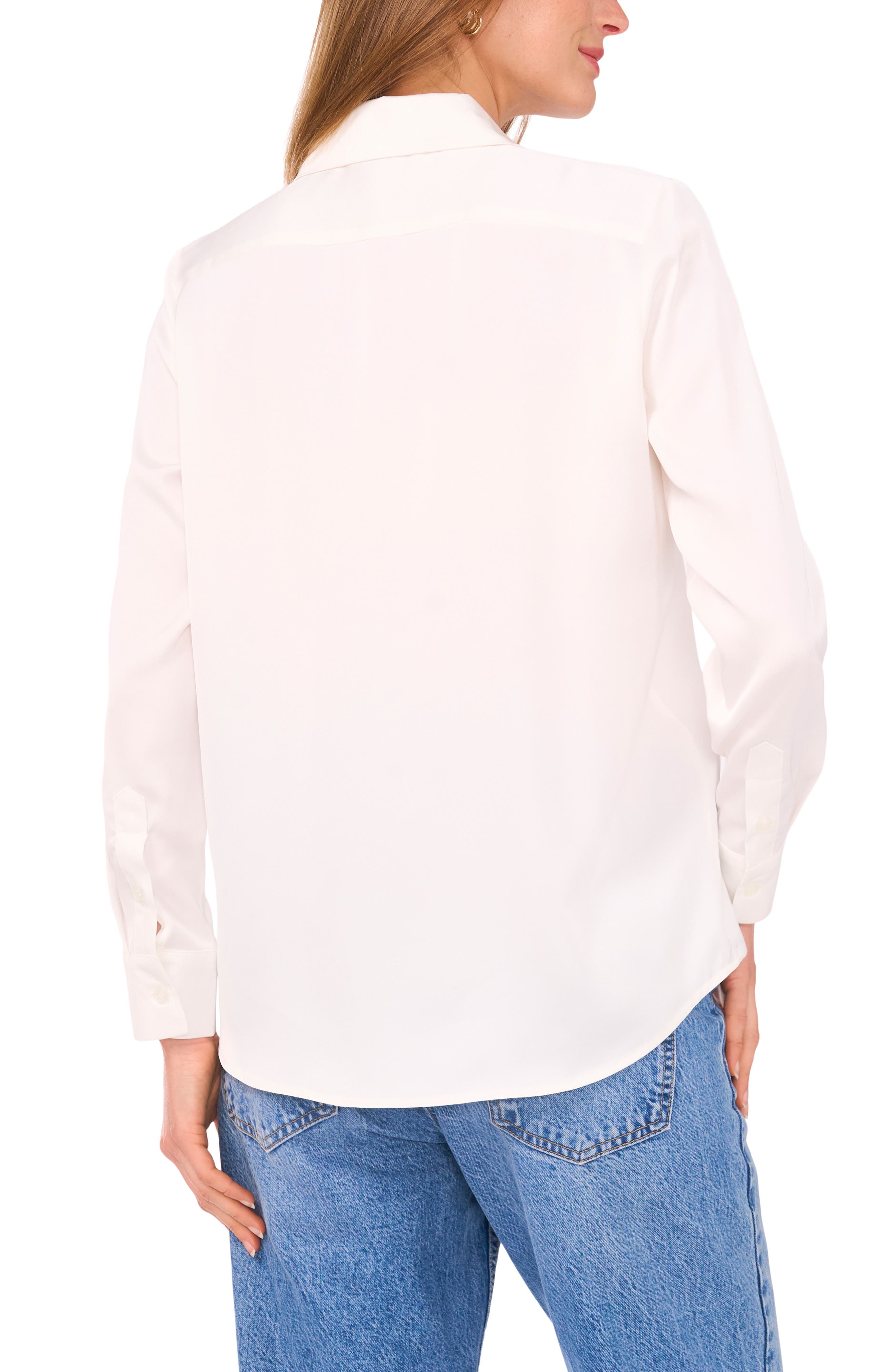 Satin Long Sleeve Button-Up Shirt - image 4