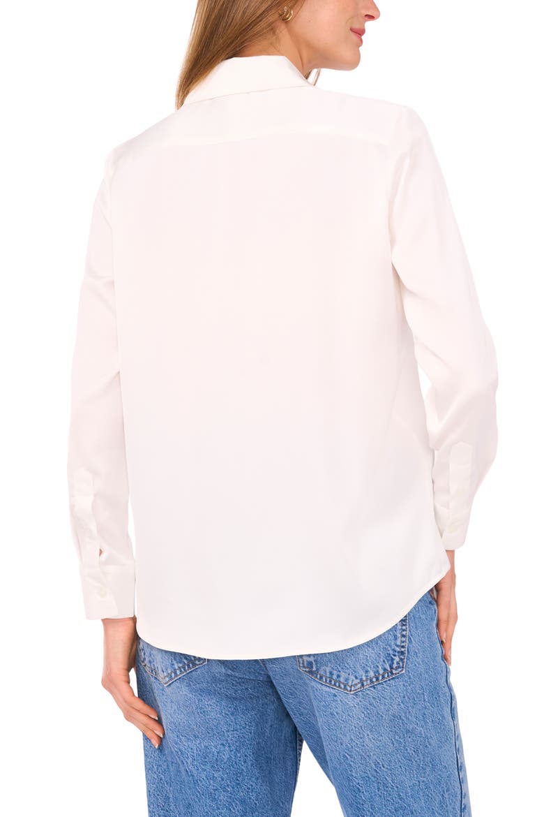 Satin Long Sleeve Button-Up Shirt, Alternate, color, NEW IVORY