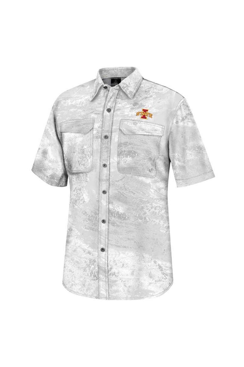 Men's Colosseum  White Iowa State Cyclones Realtree Aspect Charter Full-Button Fishing Shirt, Alternate, color, White
