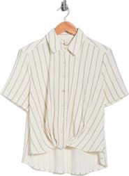 Caslon® Twist Front Short Sleeve Shirt