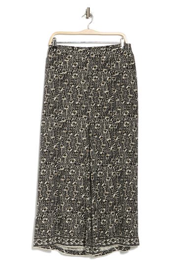 Max Studio Print Crop Wide Leg Pants In Cream/black San Cloves