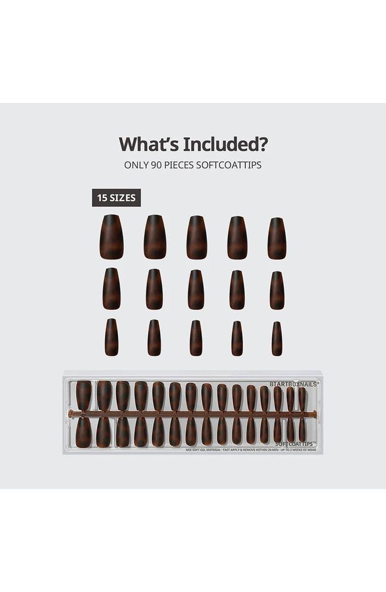 Btartboxnails Soft Gel Nail Tips SOFTCOATTIPS Tortoiseshell Collection, Alternate, color, Medium Coffin