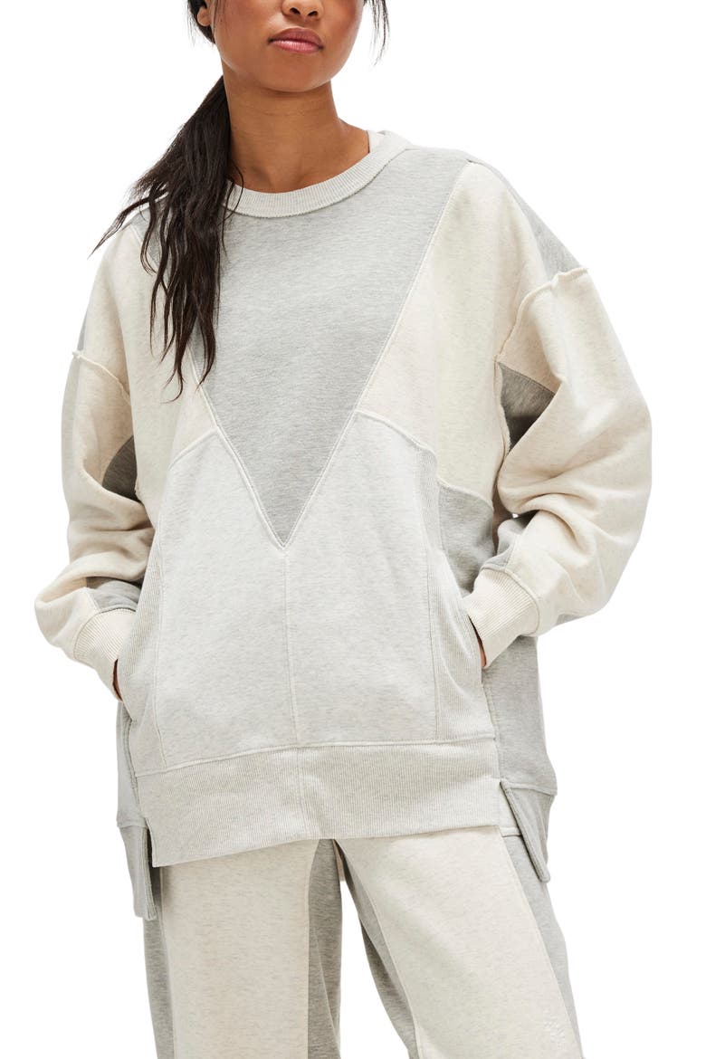 Making It High-Low Sweatshirt, Main, color, HEATHER GREY COMBO