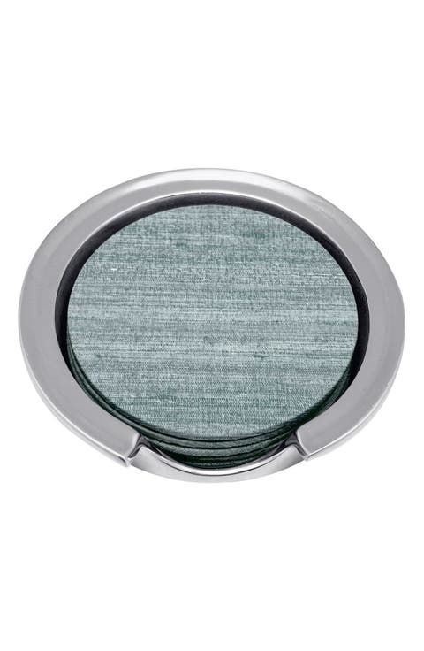 Capri Faux Grasscloth Coaster & Holder Set