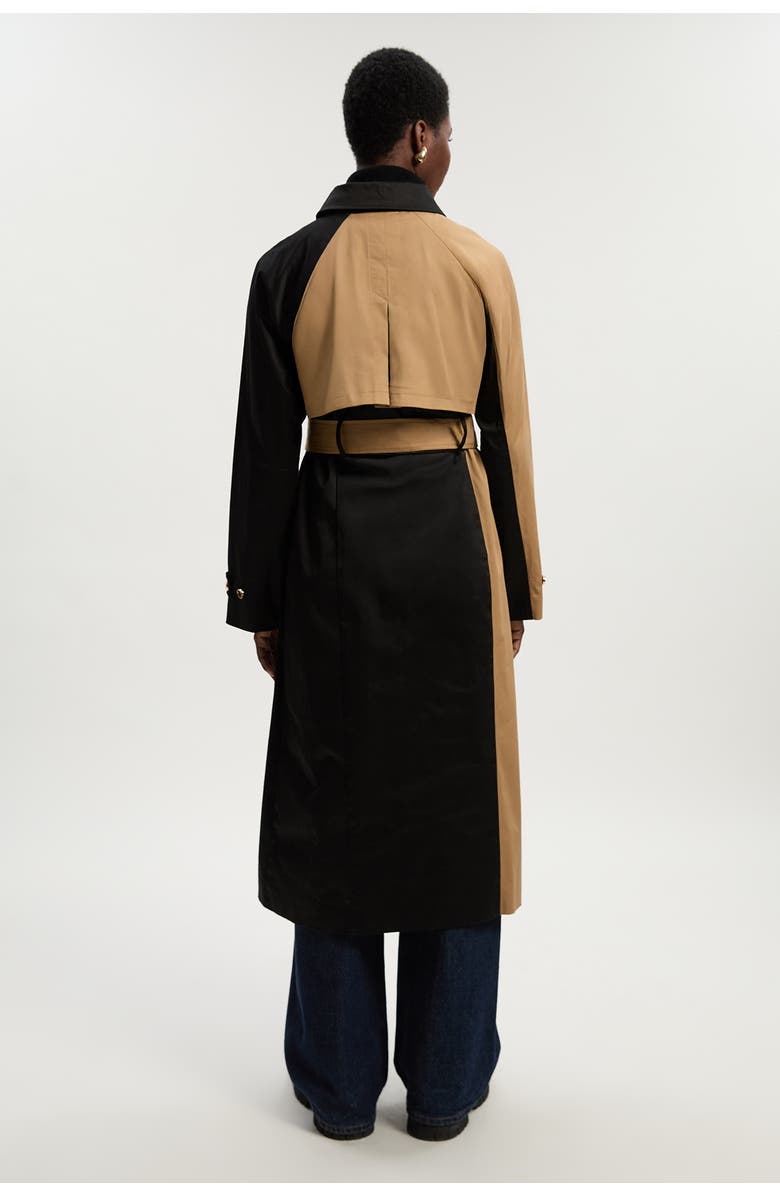Karen Millen Color Block Belted Tailored Trench Coat, Alternate, color, Camel