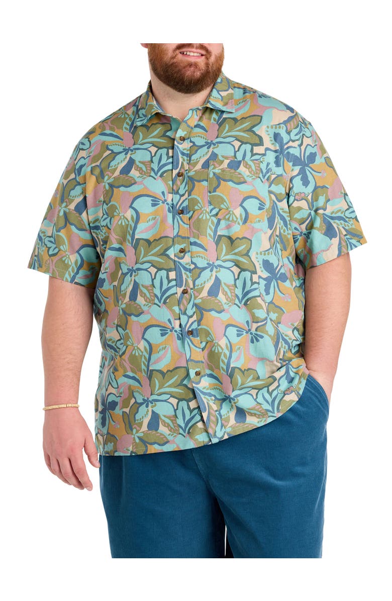 O'Neill Big & Tall Floral Printed Sport Shirt, Main, color, Blue Fusion