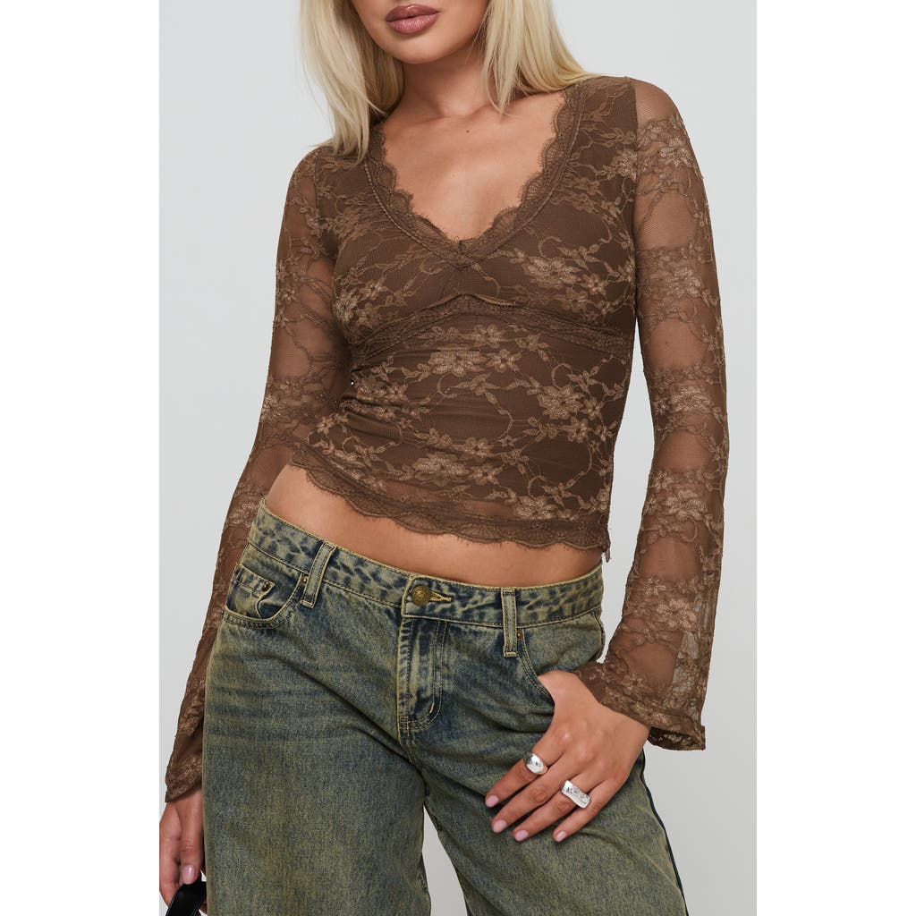 Princess Polly Pitter Long Sleeve Floral Mesh Top