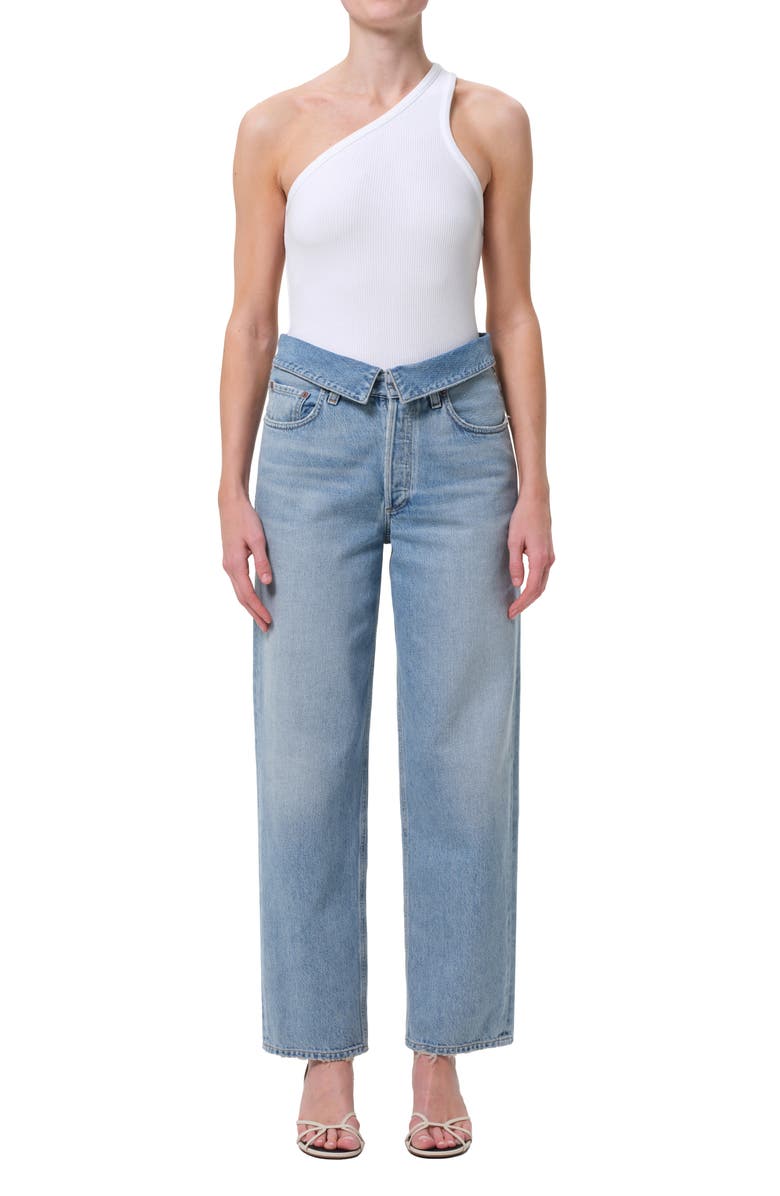 AGOLDE Echo Foldover Waist Tapered Straight Leg Jeans, Alternate, color, Syllable