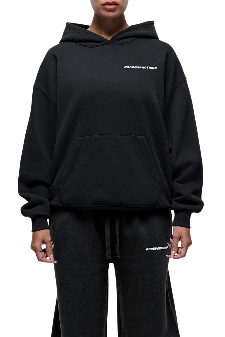 Vintage Black Relaxed Hoodie, Main, color, Black