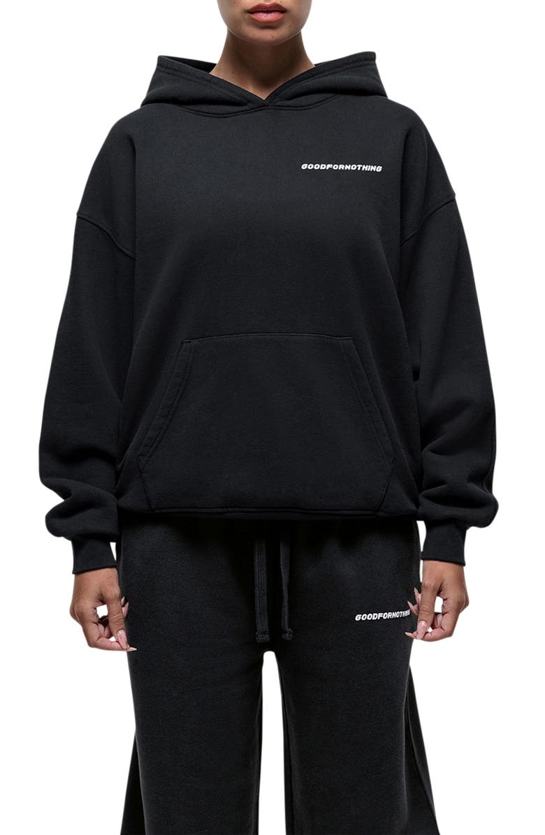 Good For Nothing Vintage Black Relaxed Hoodie, Main, color, Black