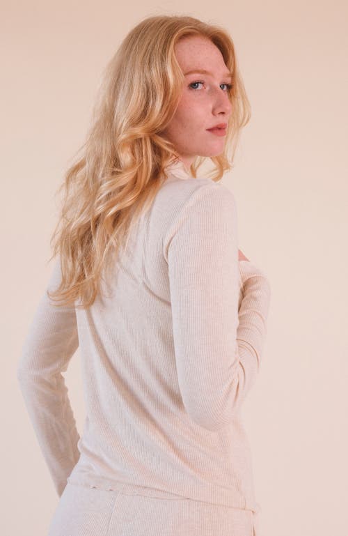 Poplinen Norma Modal Ribbed Turtleneck In Heather Almond
