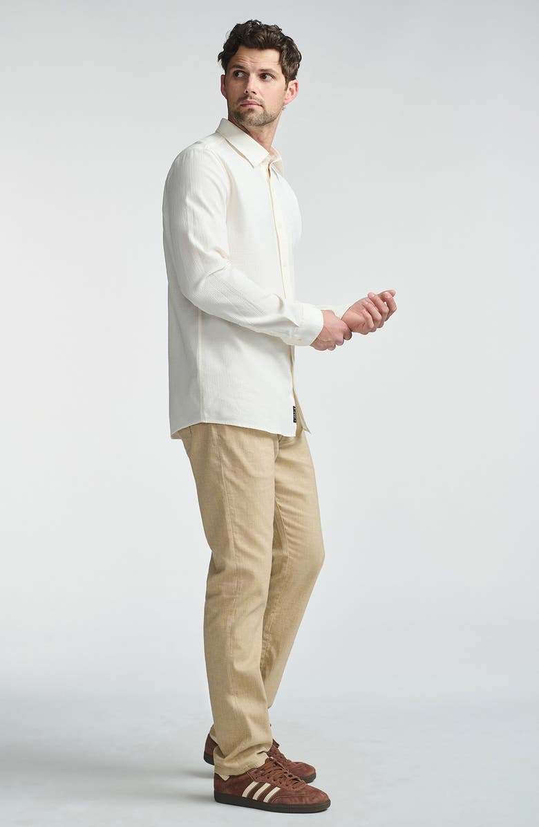 Mavi Jeans Textured Stretch Cotton Button-Up Shirt, Alternate, color, Antique White