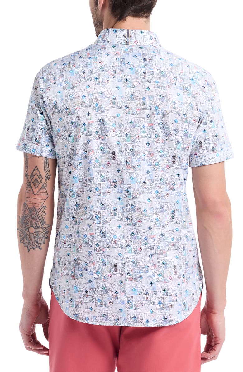 Robert Graham Embarcadero Short Sleeve Stretch Cotton Button-Up Shirt, Alternate, color, Blue Multi