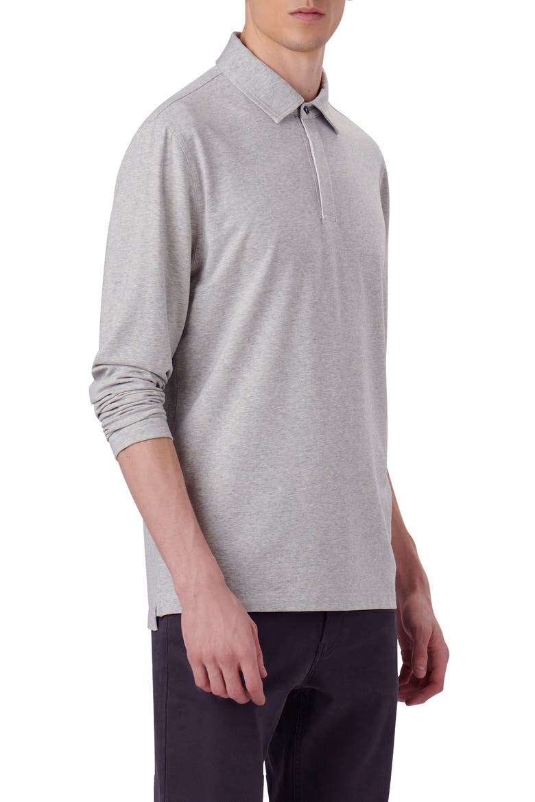 Long Sleeve Stretch Cotton Knit Polo, Alternate, color, CEMENT
