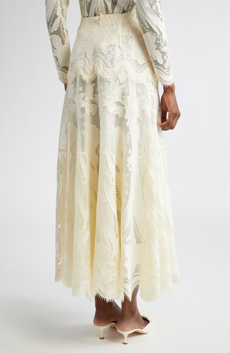 Lela Rose Floral Lace A-Line Skirt, Alternate, color, Cream