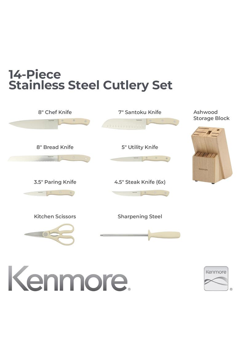 14 Piece Stainless Steel CutleryAshwood Storage Block, Alternate, color, Black
