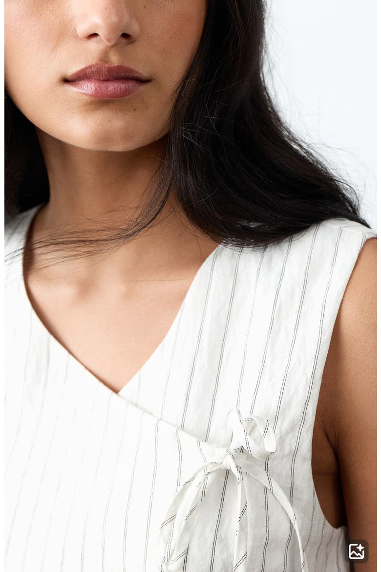 Striped Gilet with Tie Detail, Alternate, color, OFF WHITE