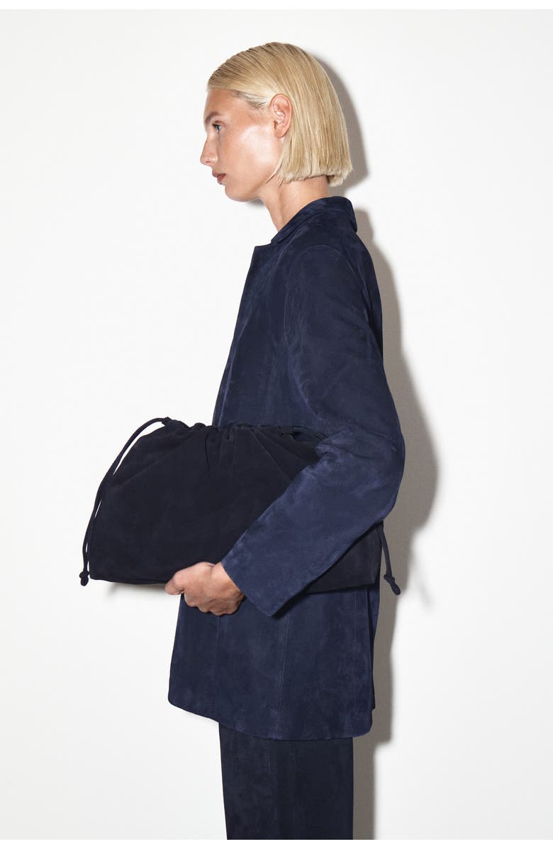 COS Cavatelli Clutch Bag - Suede, Main, color, Navy