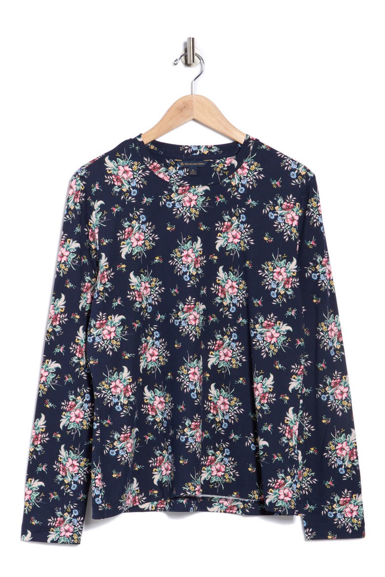 Floral Long Sleeve Jersey Top, Alternate, color, NAVY