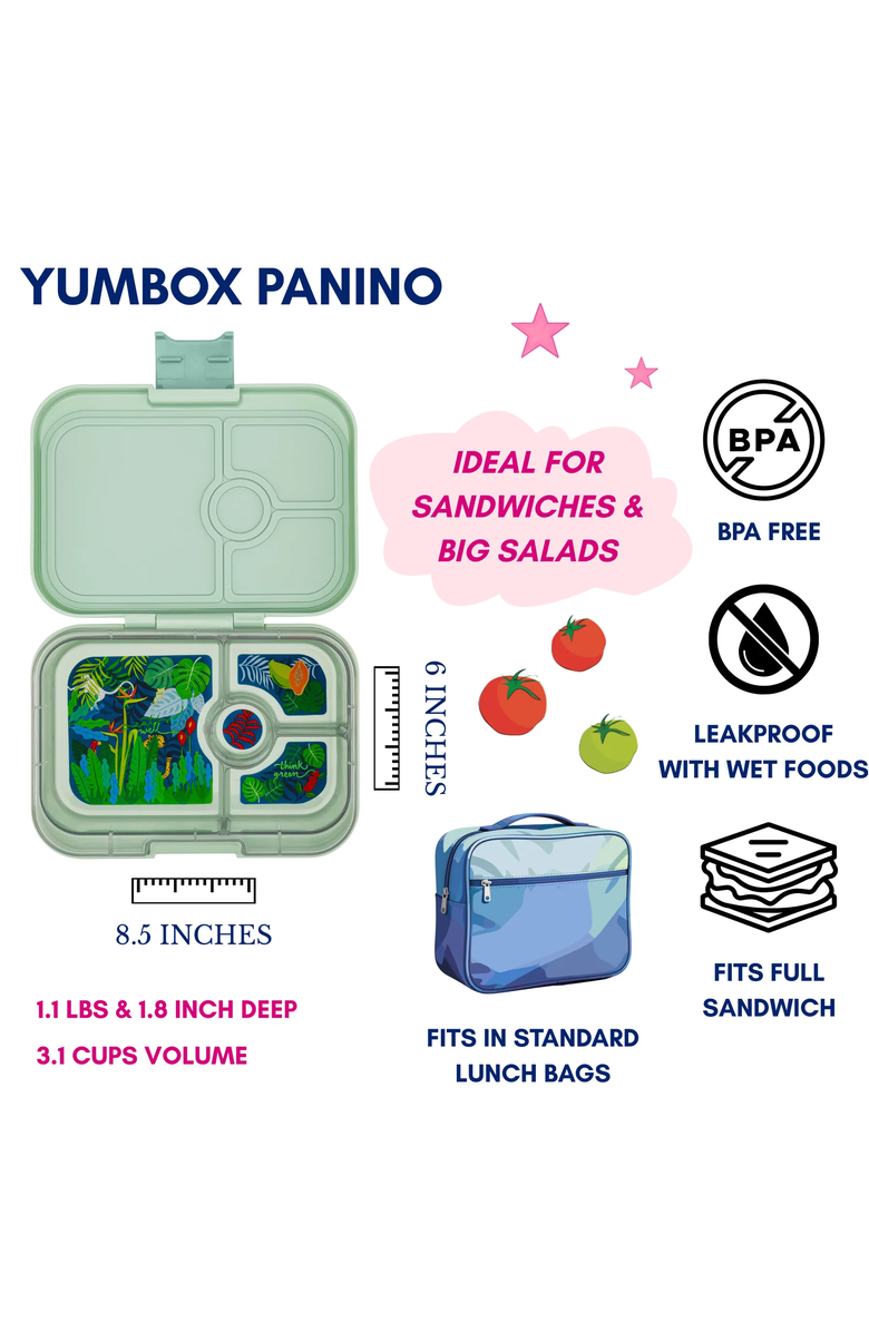 Yumbox Panino Leakproof Bento Lunch Box Sandwich-Friendly, Alternate, color, Sage Green Jungle