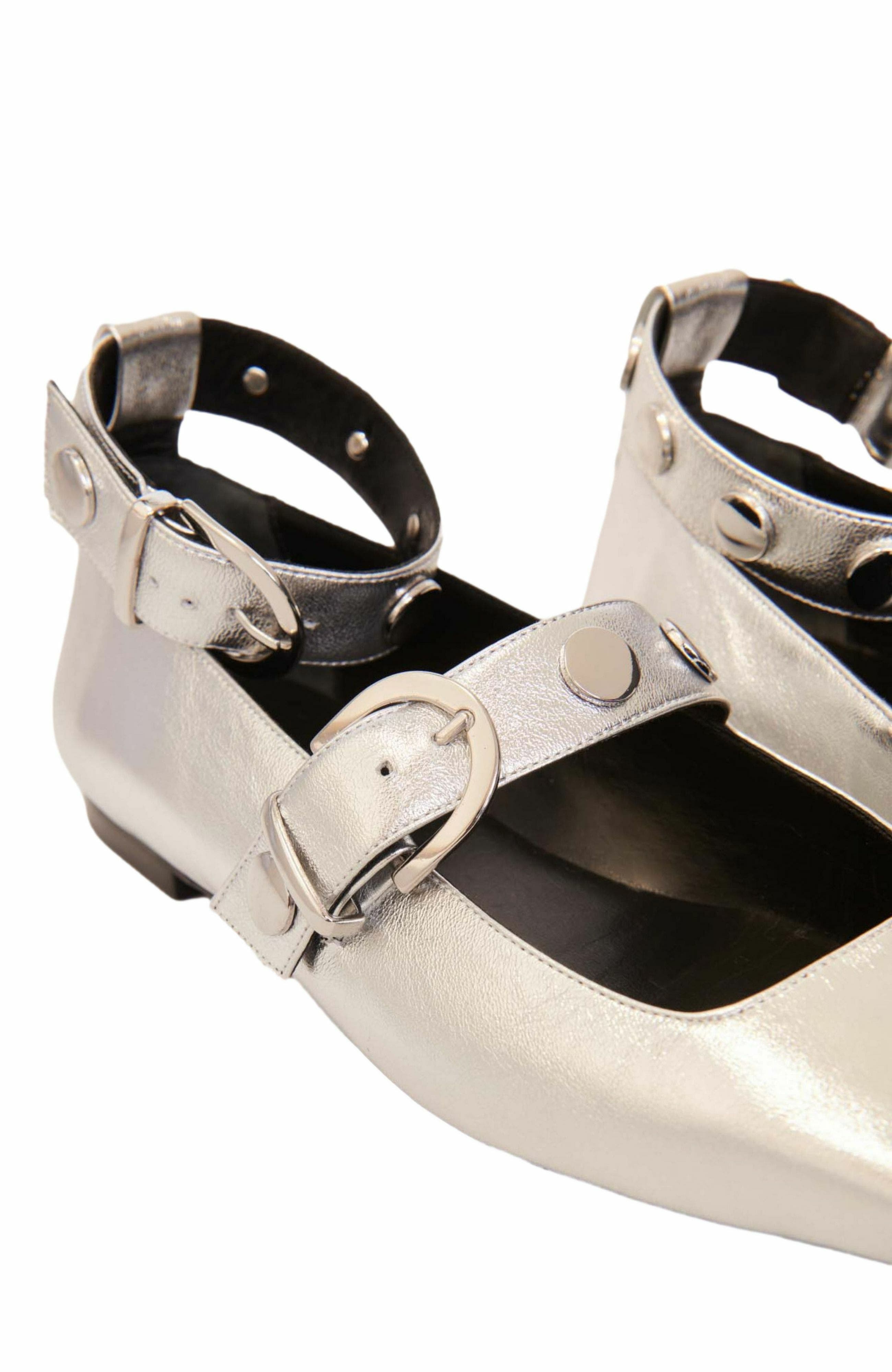 maje Metallic leather Mary Janes, Alternate, color, 