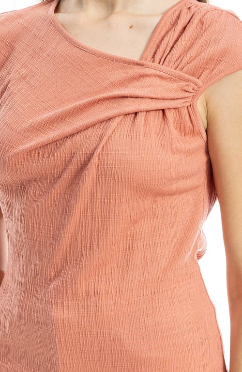 Max Studio Textured Side Gather Top In Orange