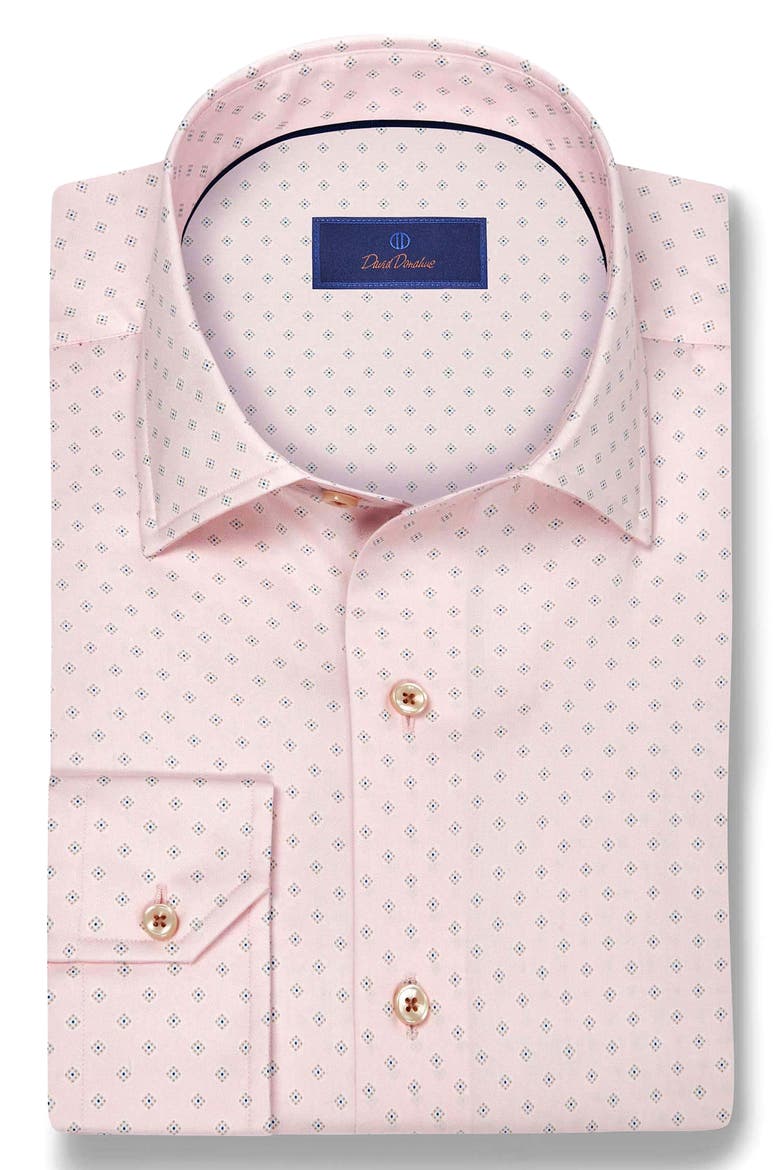 Neat Print Cotton Button-Up Shirt, Alternate, color, PINK