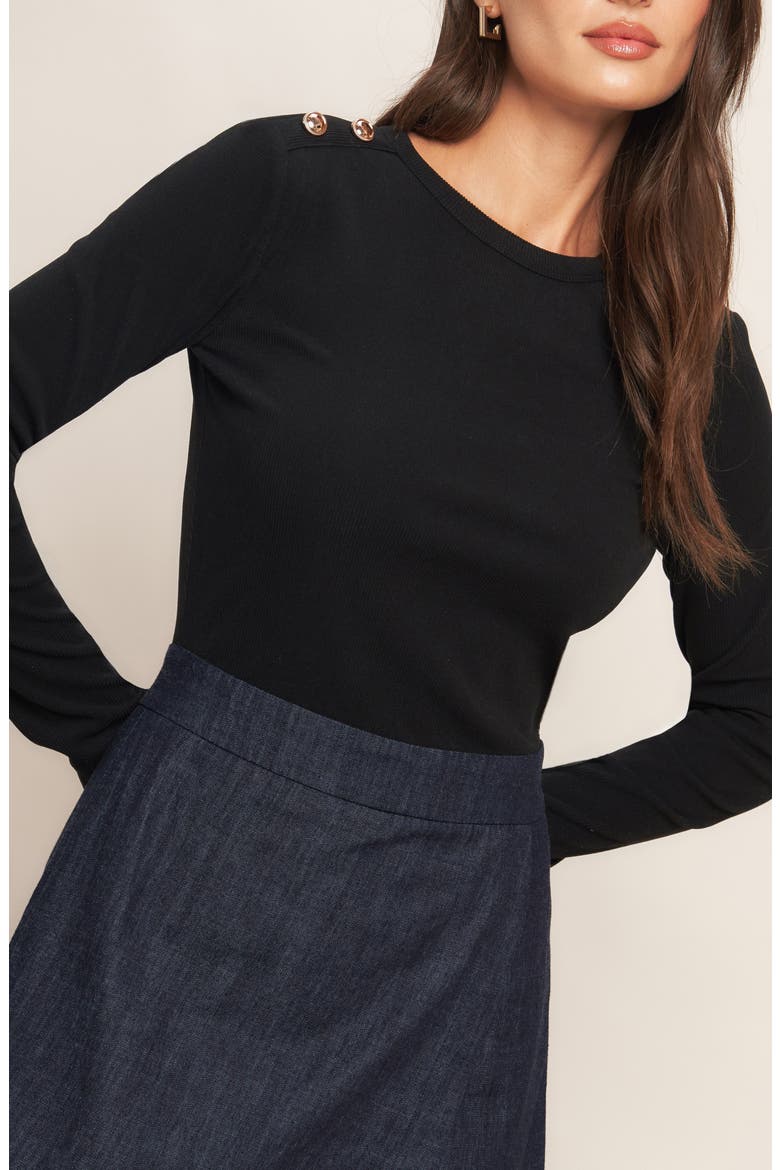 Mixed Media Long Sleeve Romper, Alternate, color, BLACK