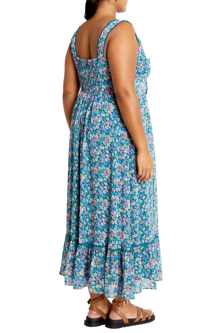 Lidia Tie Front Lace Trim Maxi Dress, Alternate, color, DITSY SWIRL