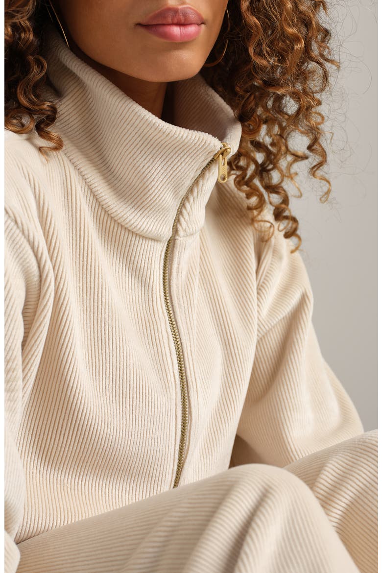 Plush Half Zip Pullover, Alternate, color, BONE
