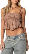 EDIKTED Rylie Textured Chiffon Crop Top