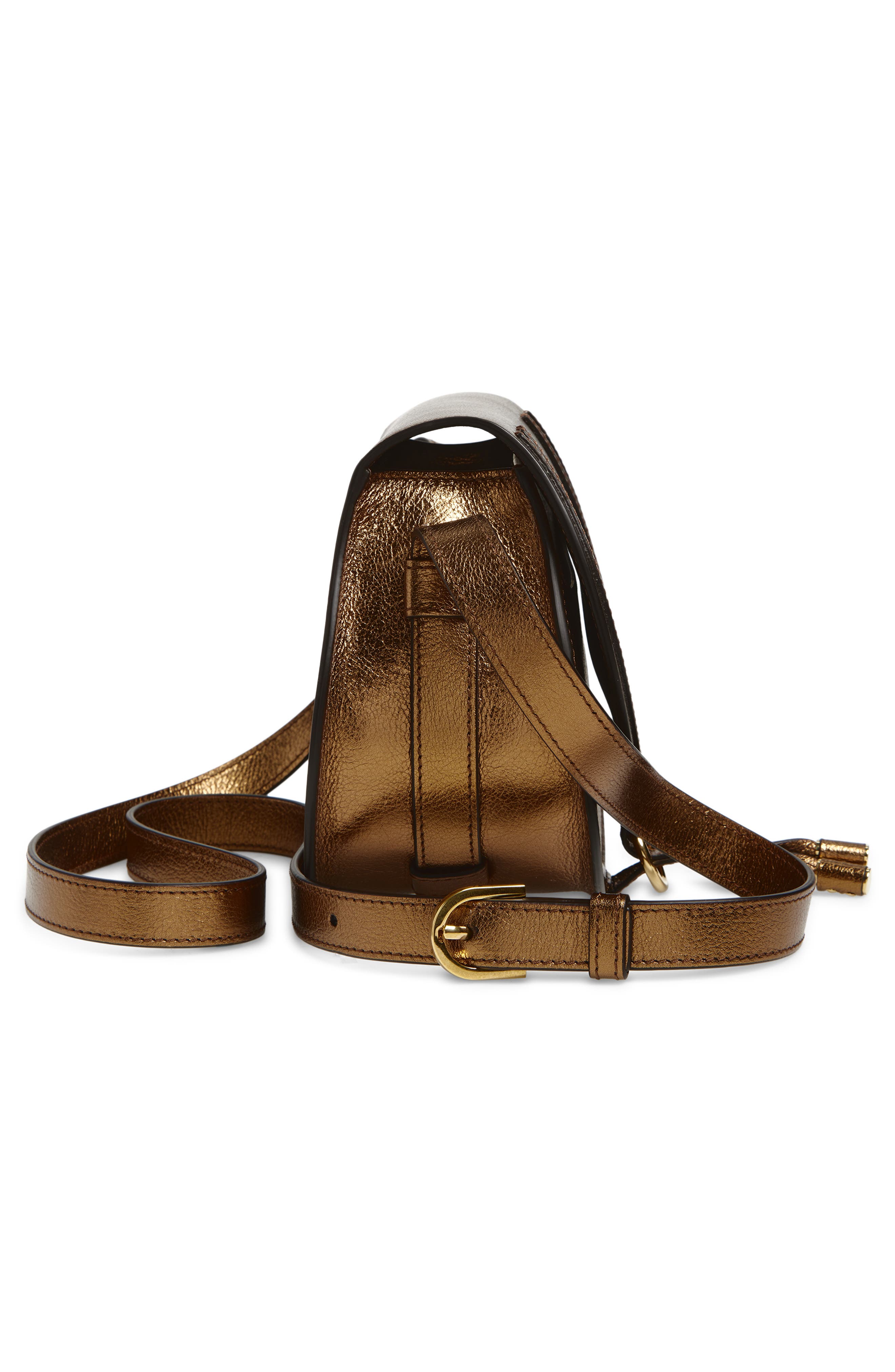 Chloé Small Marcie Metallic Leather Crossbody Bag, Alternate, color, Golden Brown