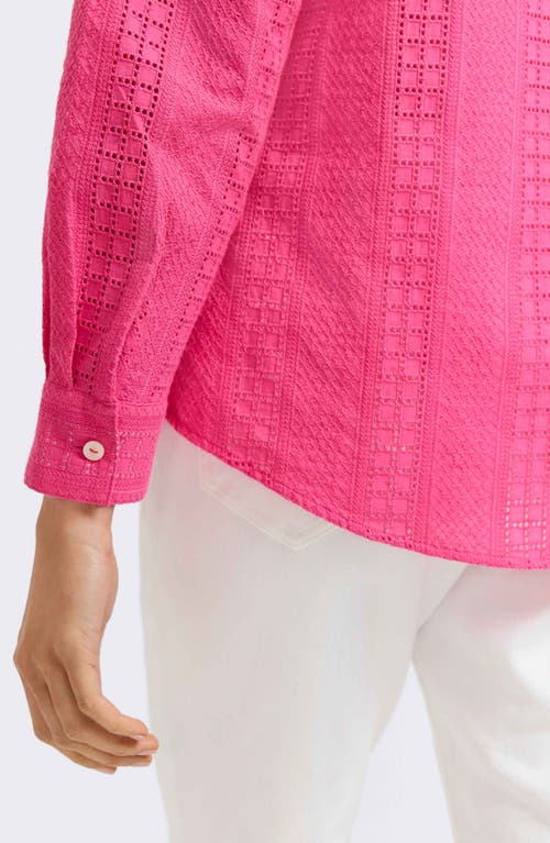FOXCROFT FOXCROFT ZOEY MIXED STITCH BUTTON-UP SHIRT 