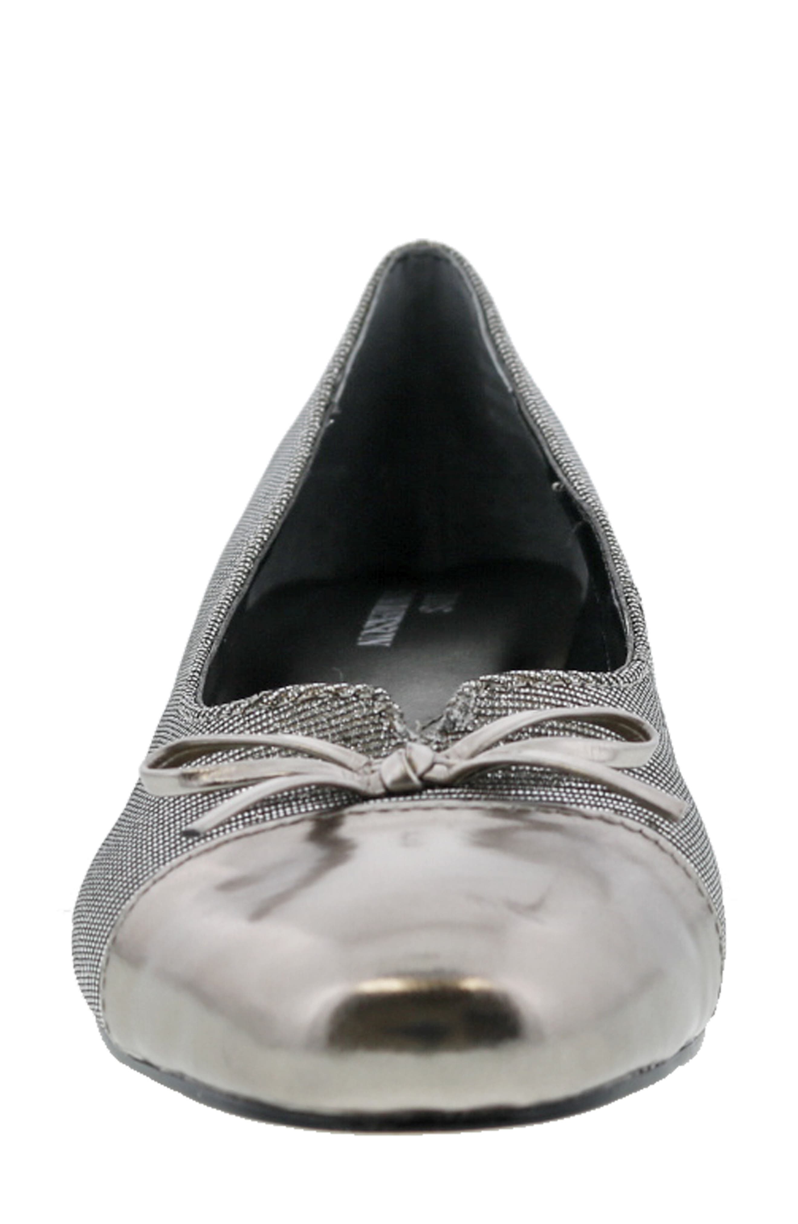 Ros Hommerson Tawnie Bow Cap Toe Pump, Alternate, color, Silver Glitter