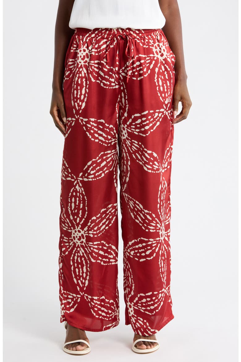 Printed Soft Wide Leg Pants, Main, color, RIO RED
