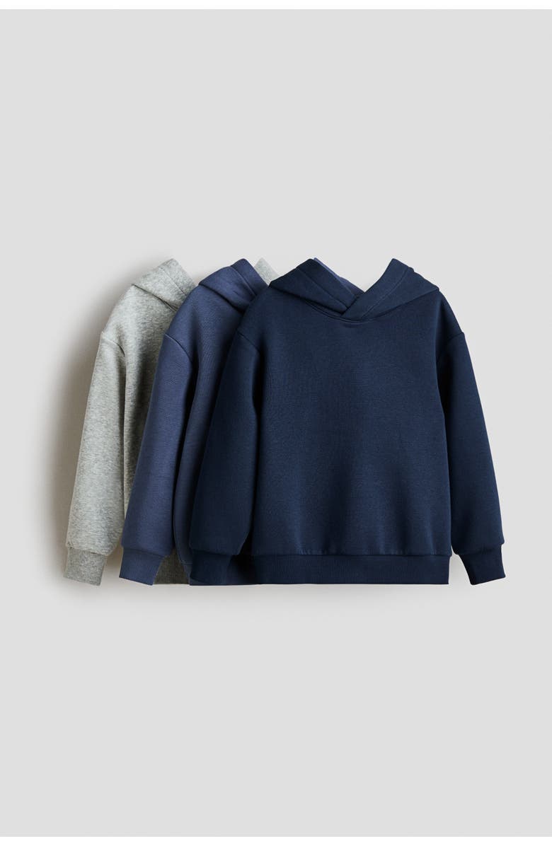 H&M 3-pack Hoodies, Main, color, Navy Blue/Blue