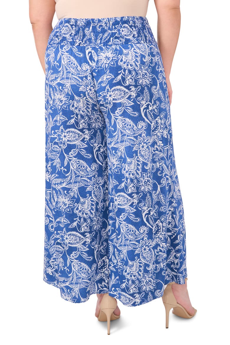 Wide Leg Challis Pants, Alternate, color, STEEL BLUE PAISLEY