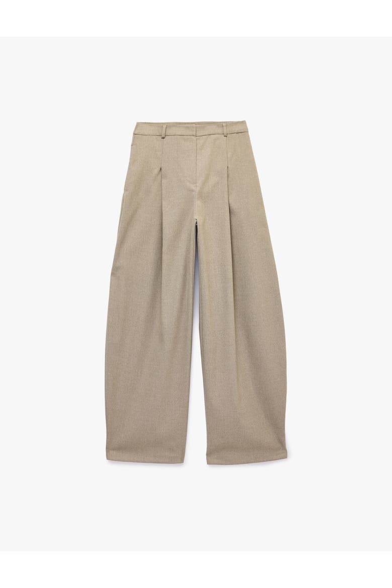 Pleated Wide Leg Tailored Barrel Pants, Alternate, color, BEIGE