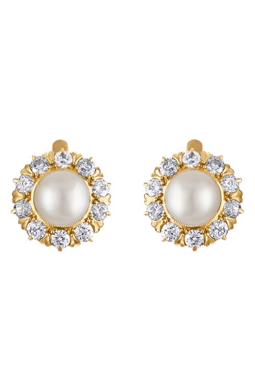 Mindi Mond Reconceived Victorian Pearl & Diamond Stud Earrings In Gold/diamond/pearl