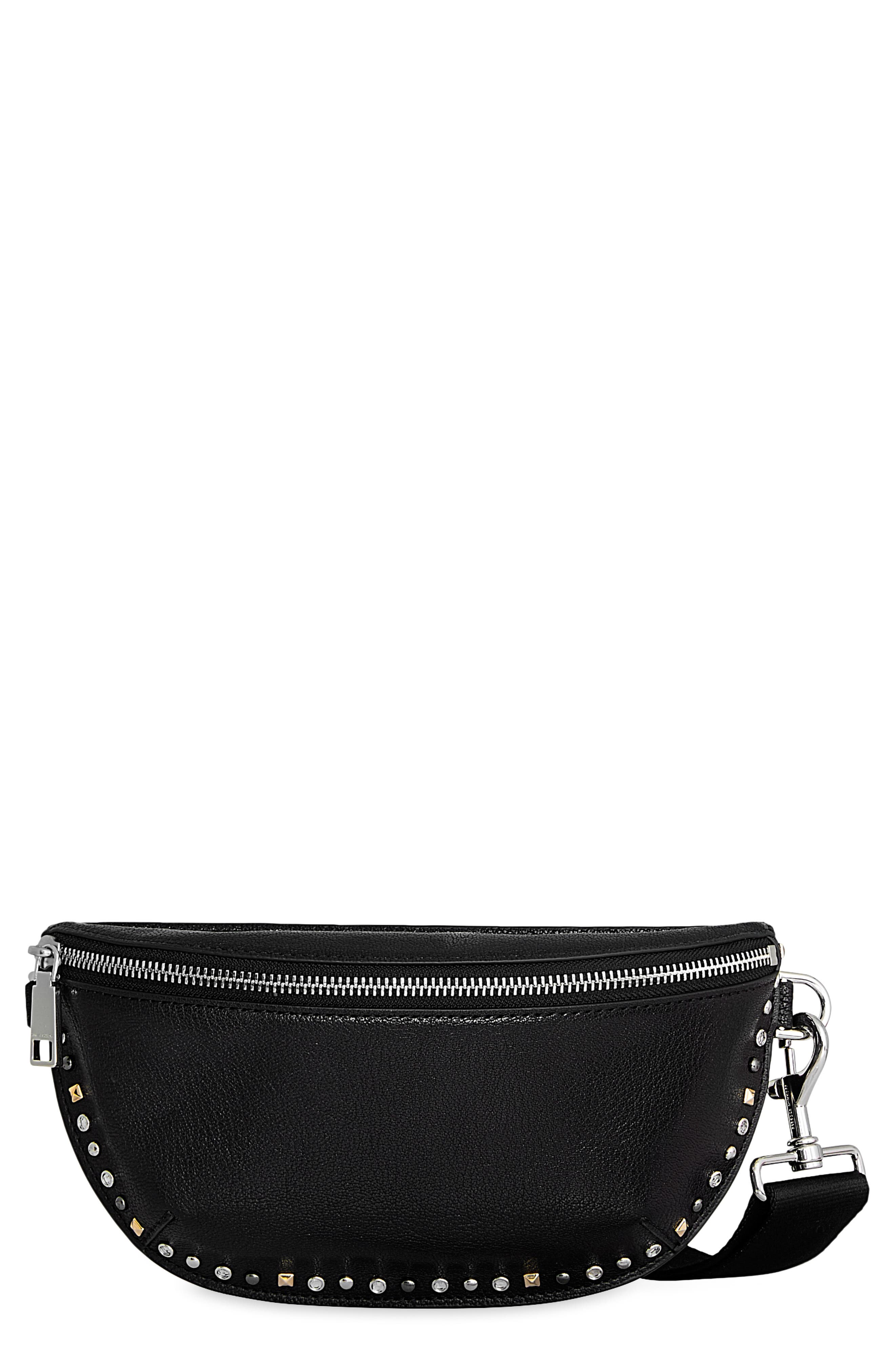 Rebecca Minkoff Studded Leather Sling Bag, Main, color, Black