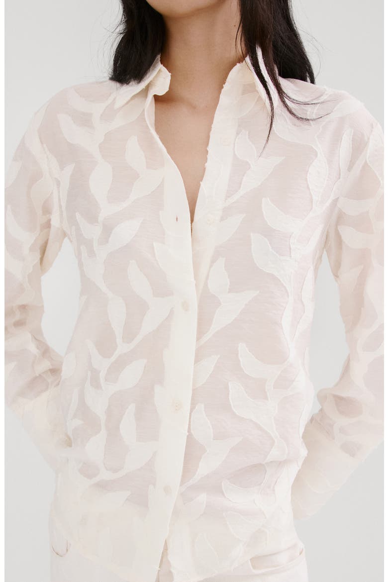 Floral Embroidery Button-Up Shirt, Alternate, color, OFF WHITE