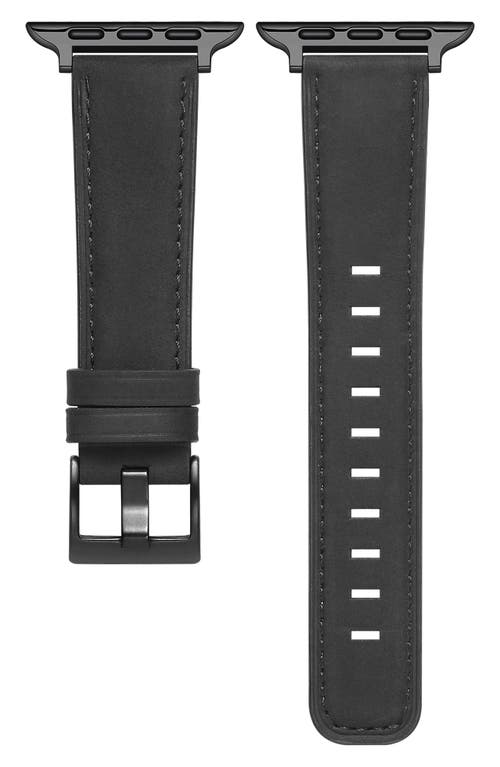The Posh Tech Hunt Distressed Leather Apple Watch® Watchband In Black