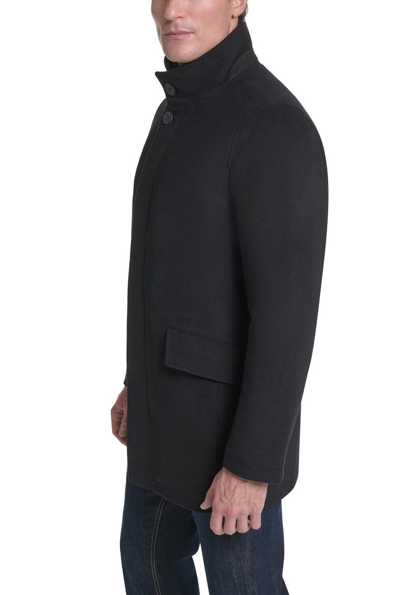 Shirt Collar Wool Blend Top Coat, Alternate, color, BLACK