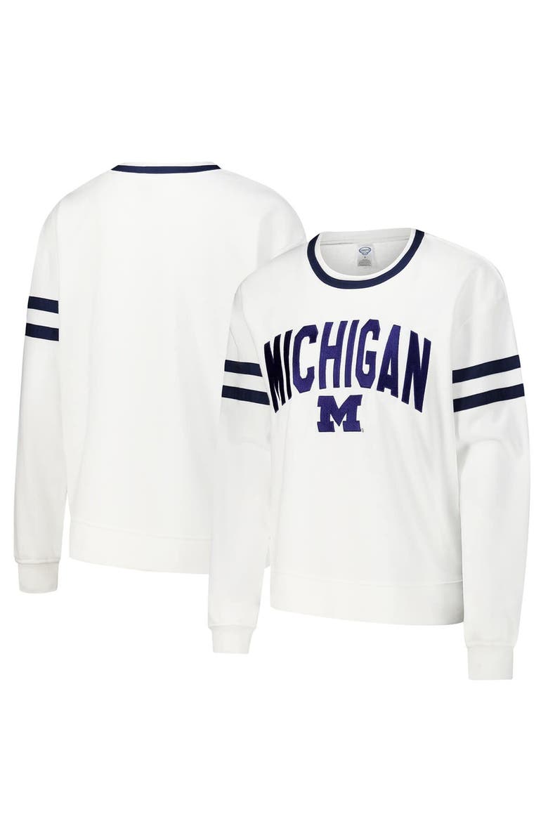 CONCEPTS SPORT Women's Concepts Sport White Michigan Wolverines Borough French Terry Arch Over Long Sleeve T-Shirt, Main, color, White