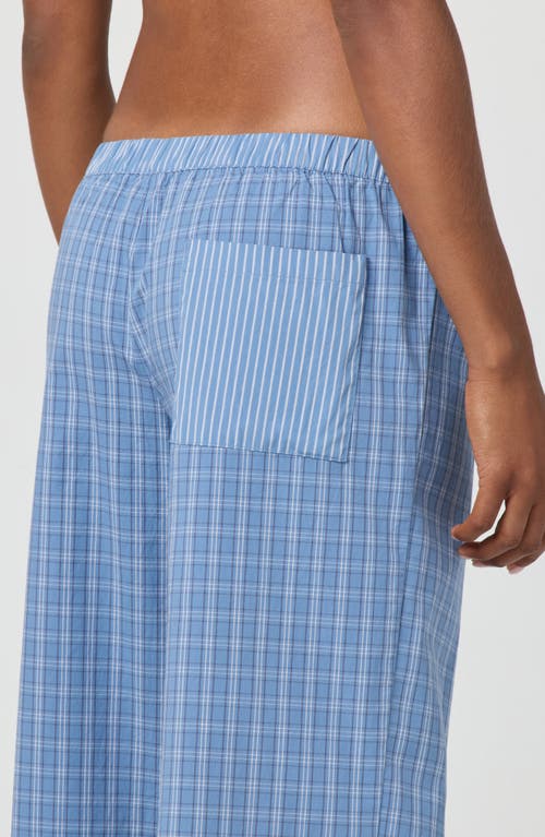 Florence By Mills Micro Plaid Wide Leg Pants In Blue