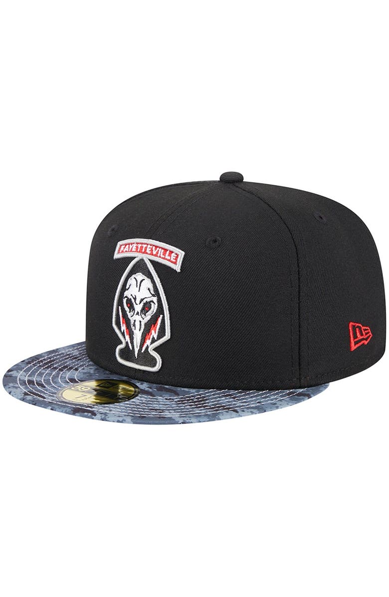 New Era Men's New Era Black Fayetteville Woodpeckers Theme Nights Black Ops  59FIFTY Fitted Hat, Main, color, Black